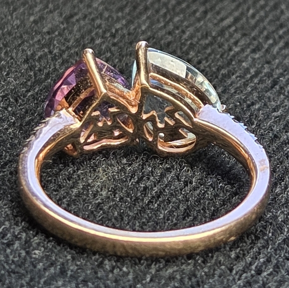 LeVian 14k Amethyst And Blue Topaz Ring Sz 7 - Picture 9 of 11